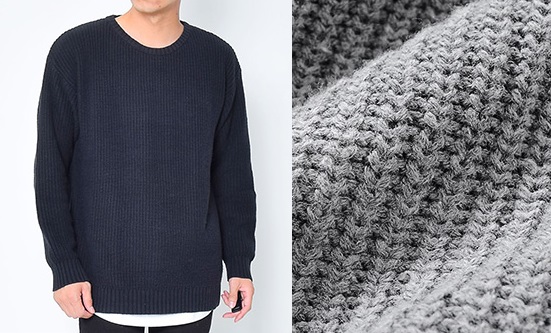 やや粗いミドルゲージの畦編み