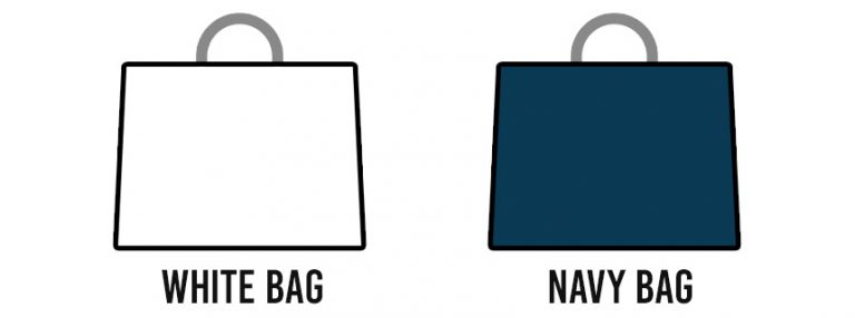 「明るい色のカバン」と「暗い色のカバン」