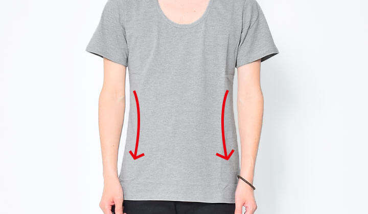 身幅・グレーTシャツ