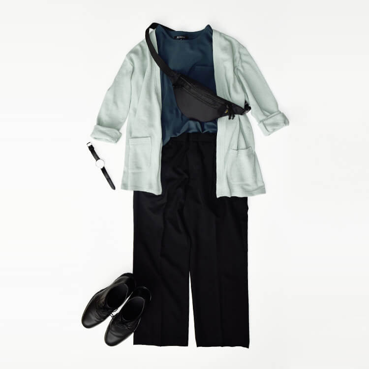 ミントグリーン×グリーンのアイテムを使ったメンズコーデ