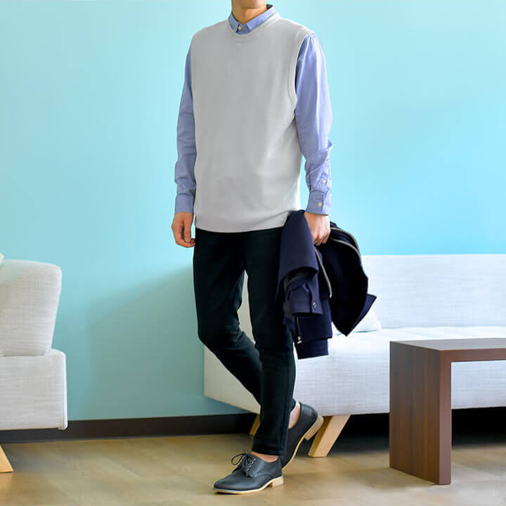 メンズにおすすめのニットベストコーディネート