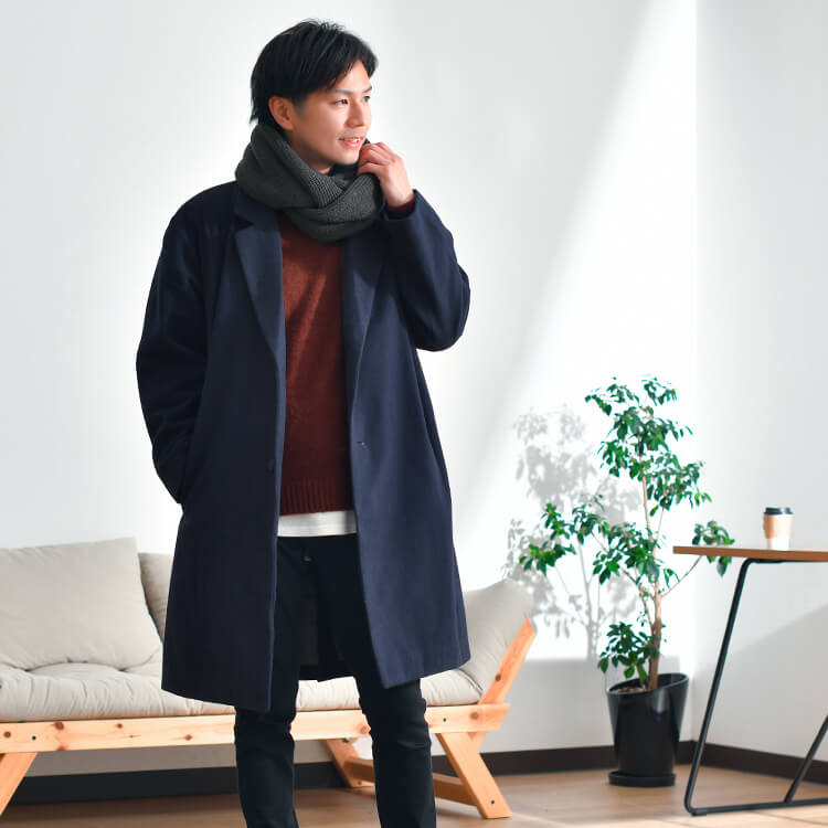 ボリューム感のあるスヌードを合わせたメンズにおすすめのコーデ