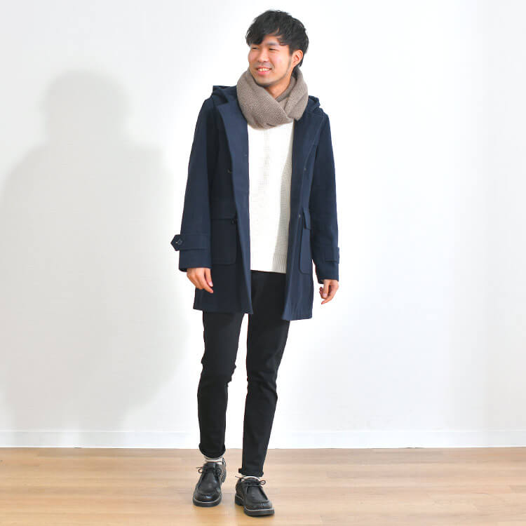 スヌード×ダッフルコート
