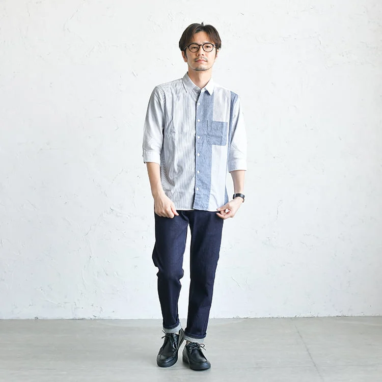 クレイジーパターンシャツのメンズコーデ