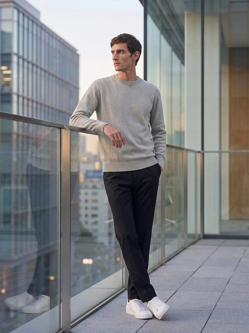 ストレッチチノパンツ（ブラック）のコーディネート