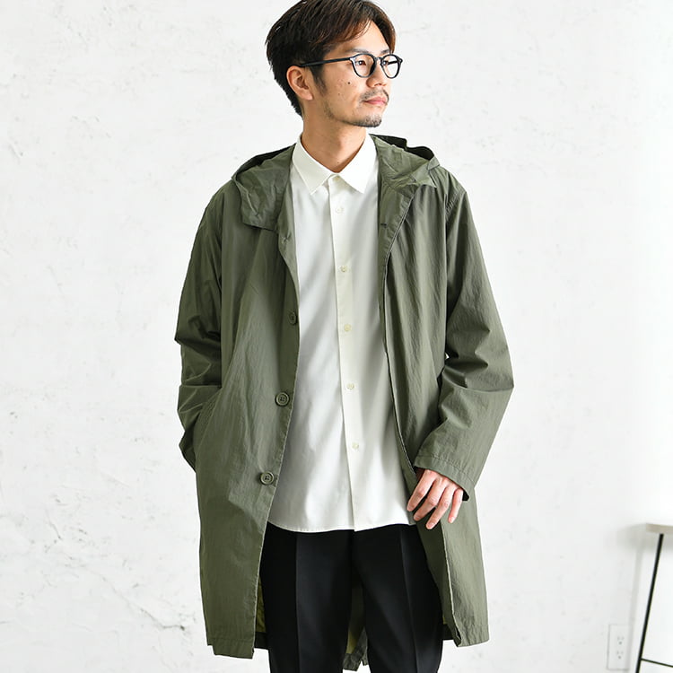 【OUTLET/返品交換不可】撥水 フード付きロングコート