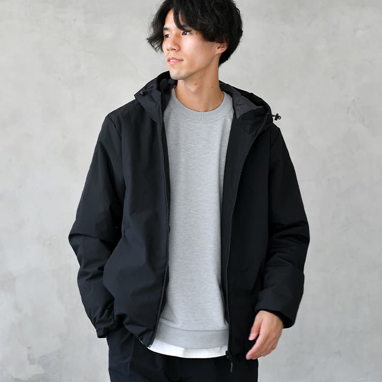 防風 撥水 調温 フード中綿ジャケット