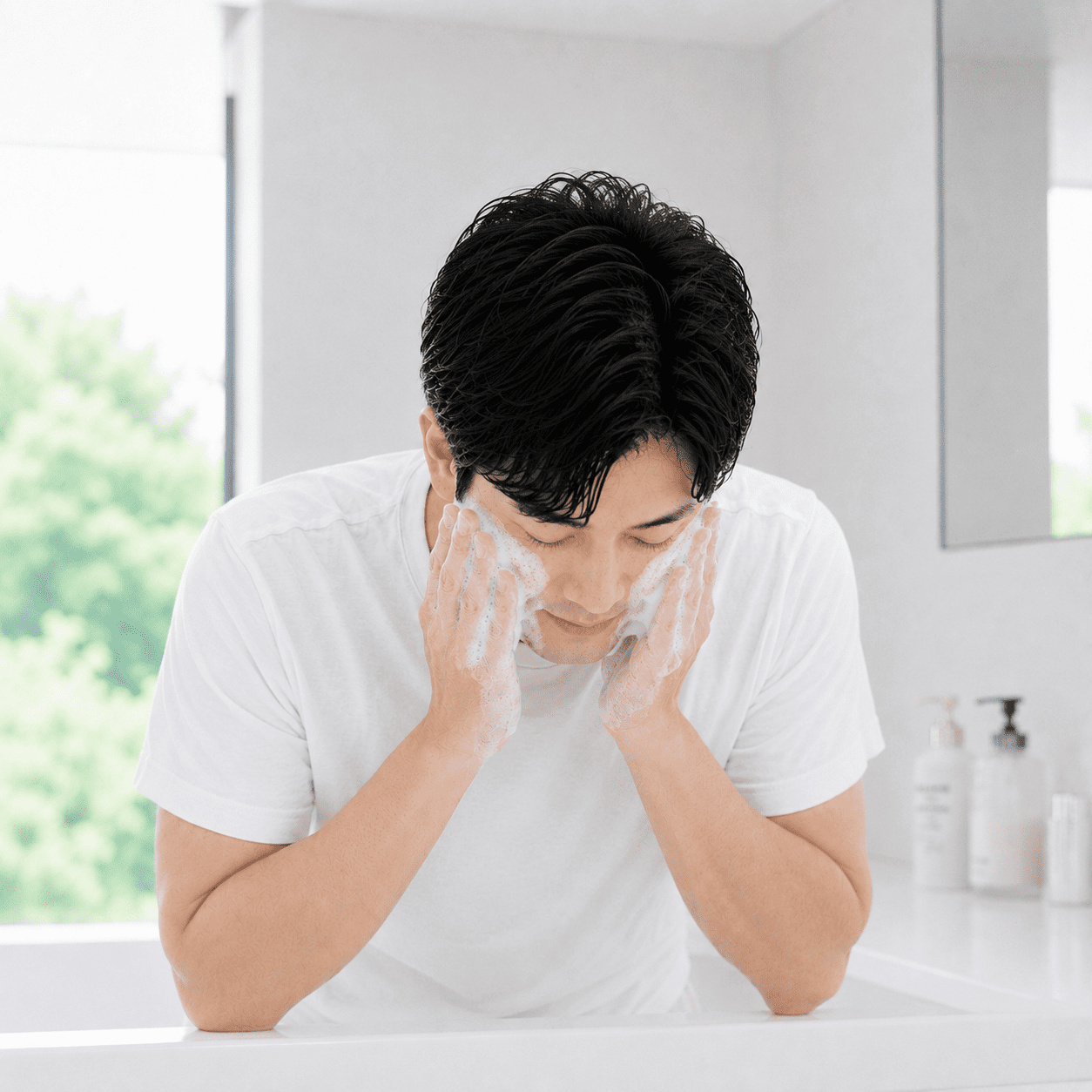 やさしく洗うステップの写真