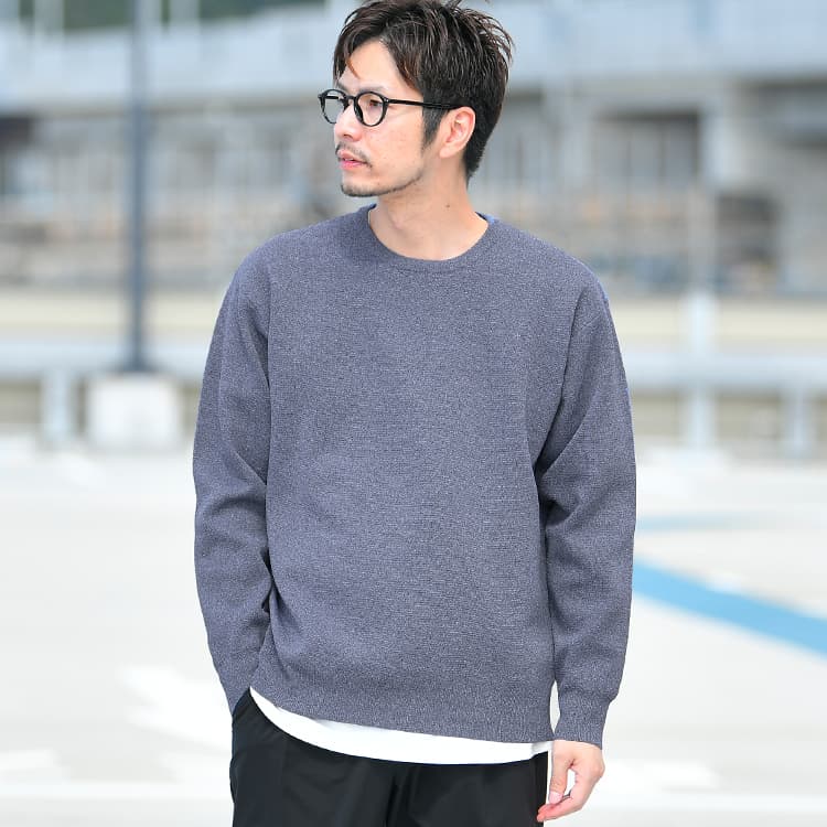 【OUTLET/返品交換不可】テックリブ 長袖クルーネックニットセーター