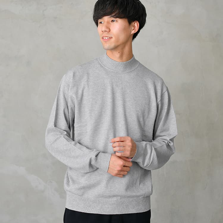 柔らかニット モックネック セーター