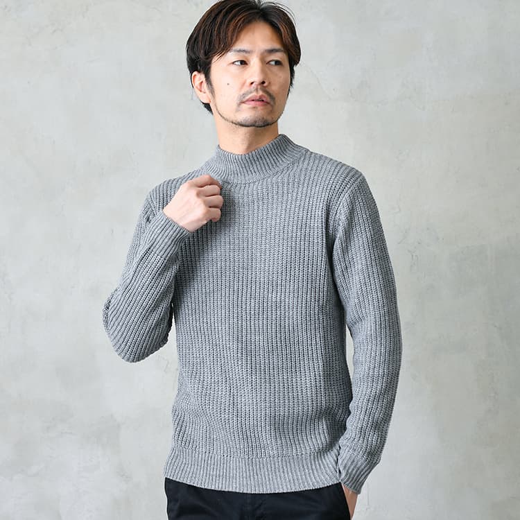 【OUTLET/返品交換不可】片畦モックネックニット セーター