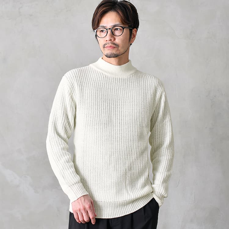 【OUTLET/返品交換不可】片畦モックネックニット セーター