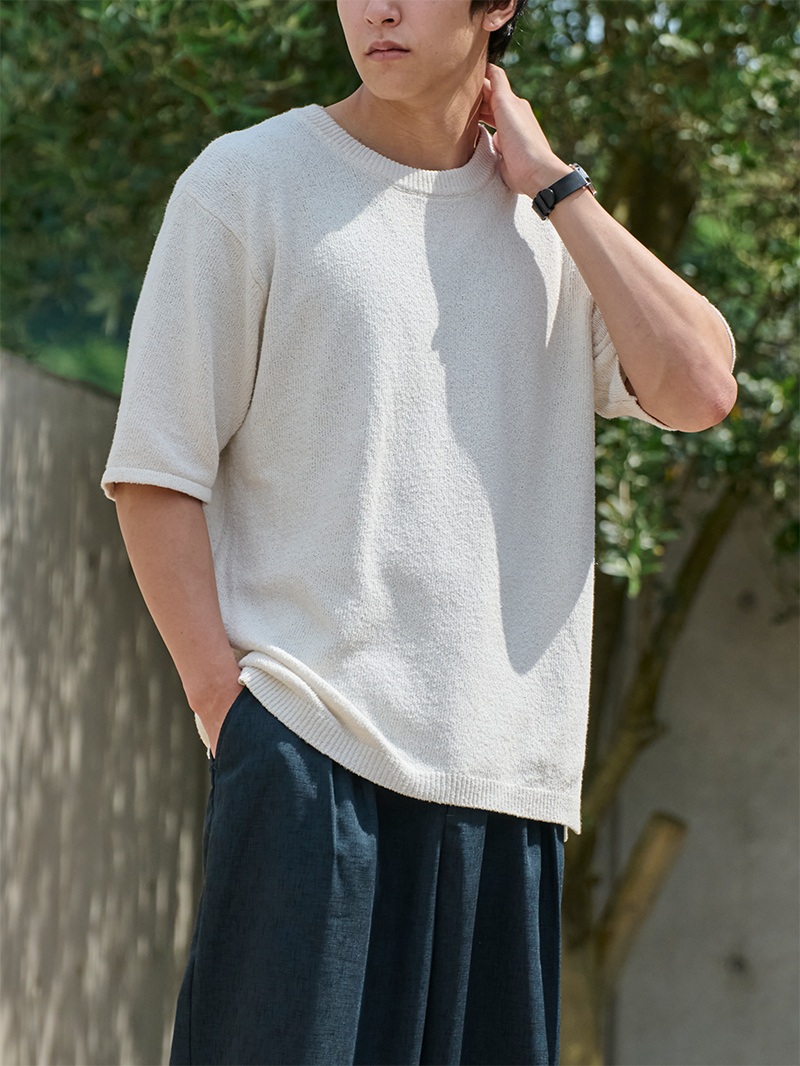 テクスチャーサマーニットサムネイル（アイボリー）