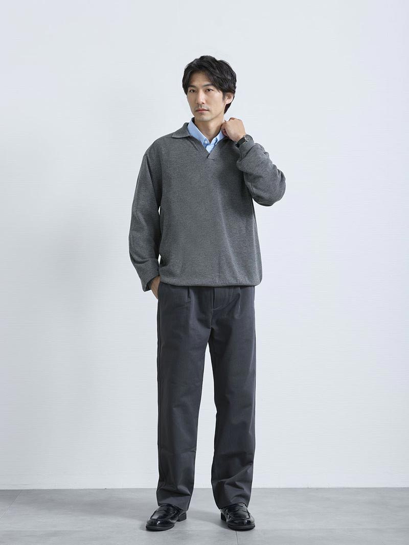 スキッパー長袖ポロシャツ | AUEN [オーエン]