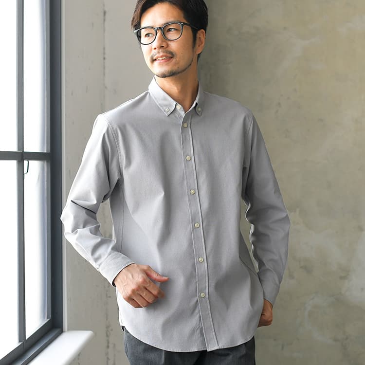 防しわストレッチ オックスフォードシャツ