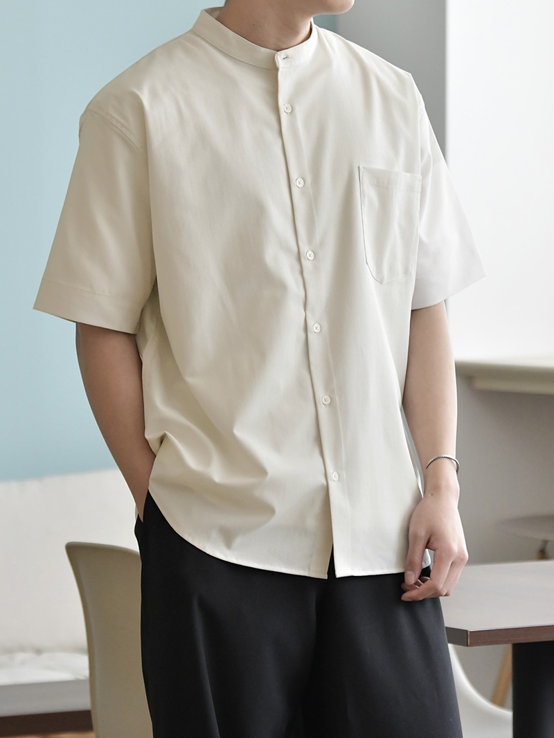 半袖バンドカラーシャツ／サムネイル