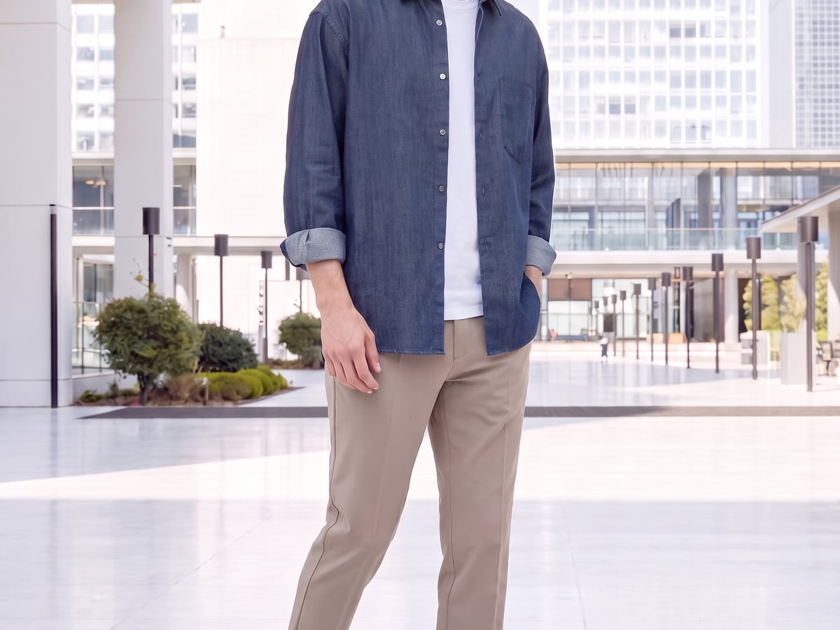 休日は、白いTシャツに羽織る