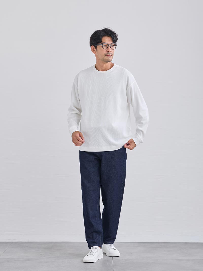 ロングスリーブワッフルＴシャツ（ホワイト）のコーディネート
