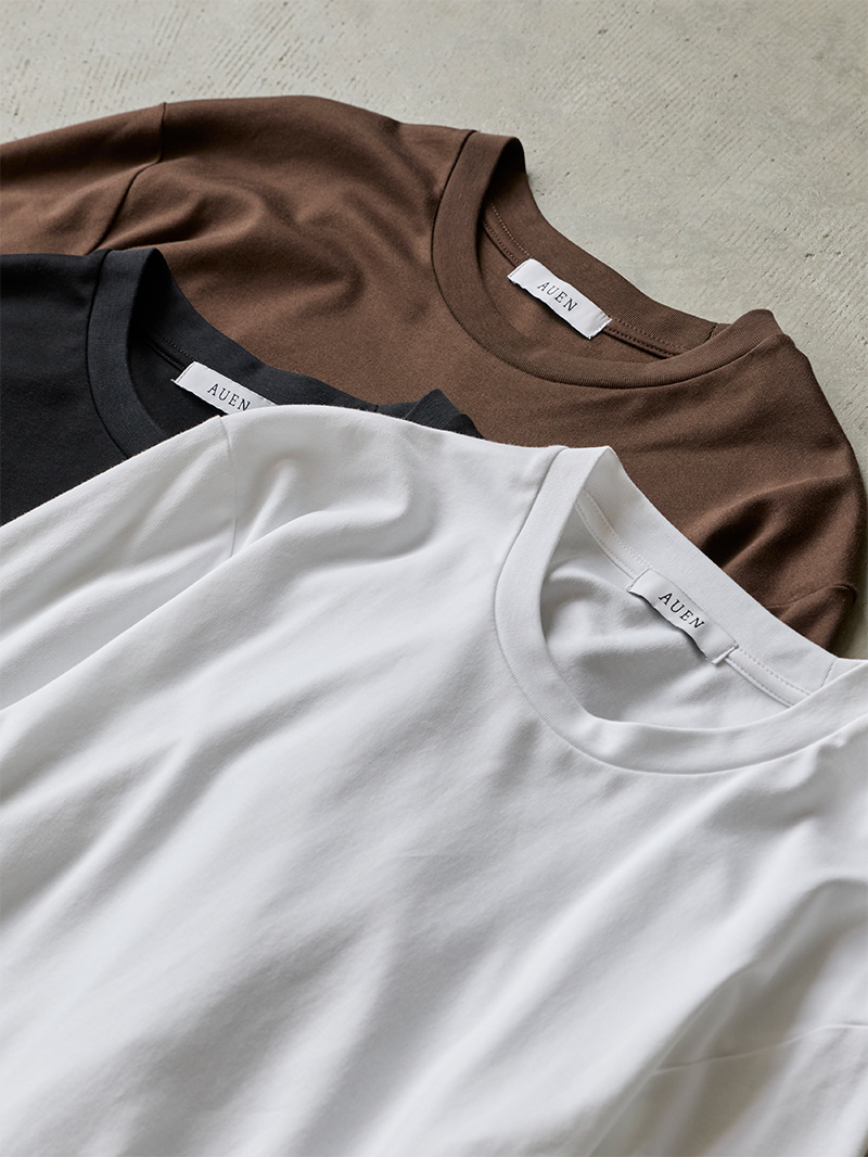 ハイゲージ長袖カットソーサムネイル／カラー：モックネック全色平置き