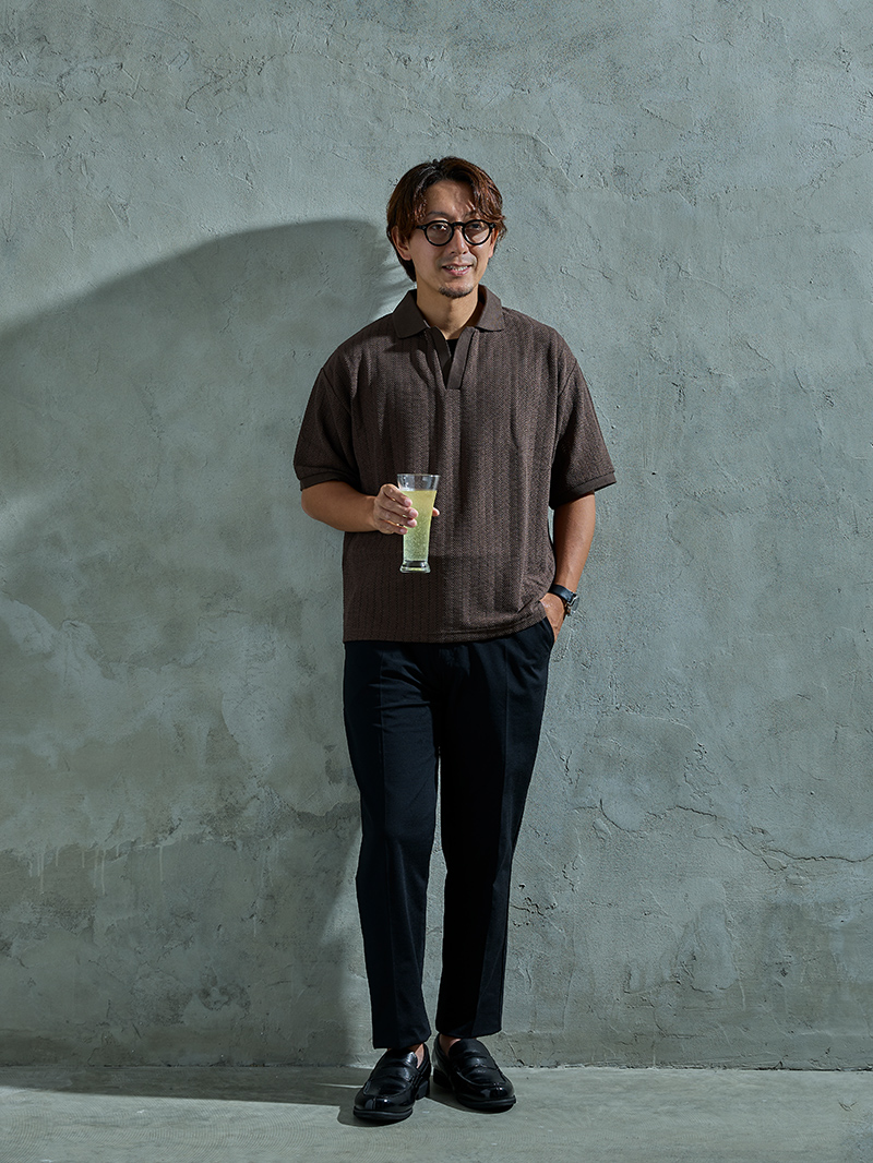 冷感テーパードパンツを使ったコーディネート