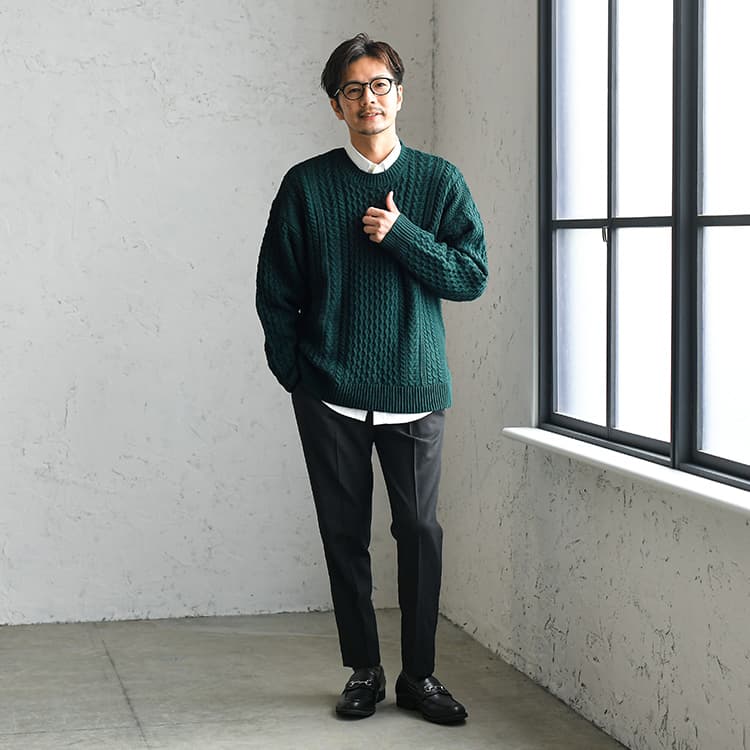 ニットの風合いがポイント！好印象な秋デートコーデ