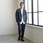 テーラードジャケットとストライプシャツを使ったメンズ秋コーデ