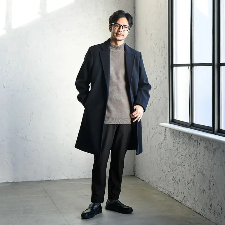 ロングコート メンズ チェスターコート ハイネック 2ビジネス アウター