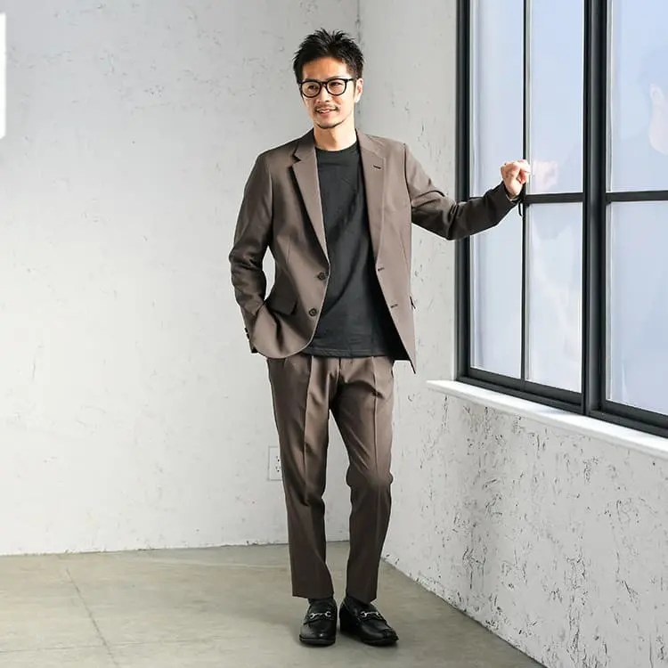 ワイド スラックス ブラウン 茶 soerte ワイドストレートスラックス