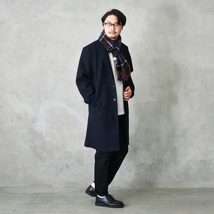 普段のカジュアルアウターをロングコートに変えてお出かけ！