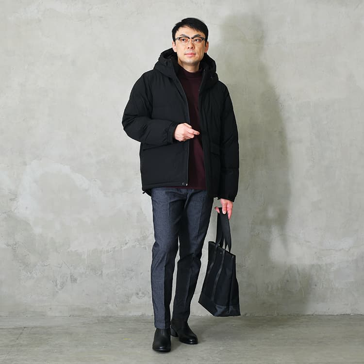 【骨格ストレート】フードジャケットでスマートさをキープしながら防寒コーデ！