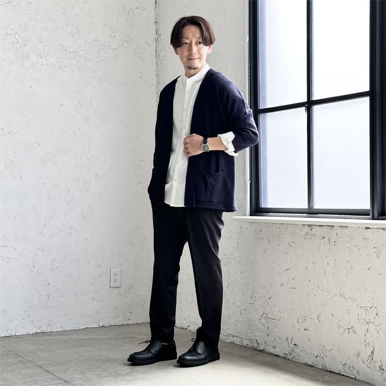 【40代向け】7分袖カーディガン×テーパードパンツでつくる清潔感コーデ