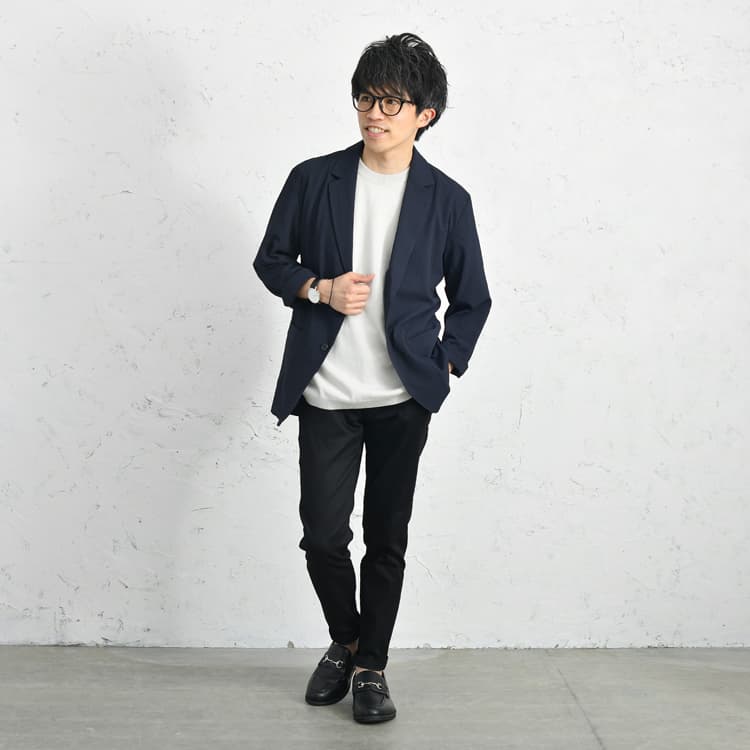 【低身長さんにも】シアサッカージャケット×スキニーパンツで作るキレイめカジュアルコーデ