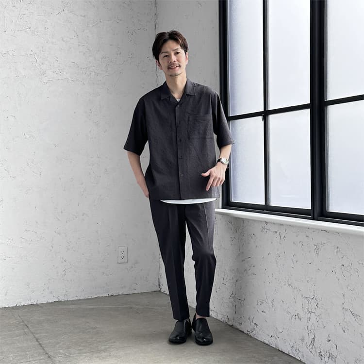 開襟シャツメンズコーデ例