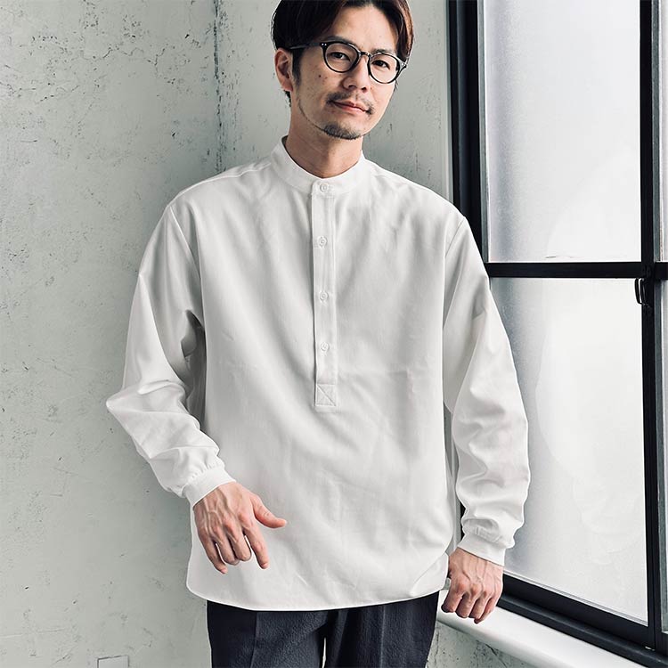 大人のオーシャンプルオーバーシャツ