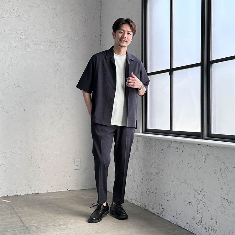 開襟シャツメンズコーデ例