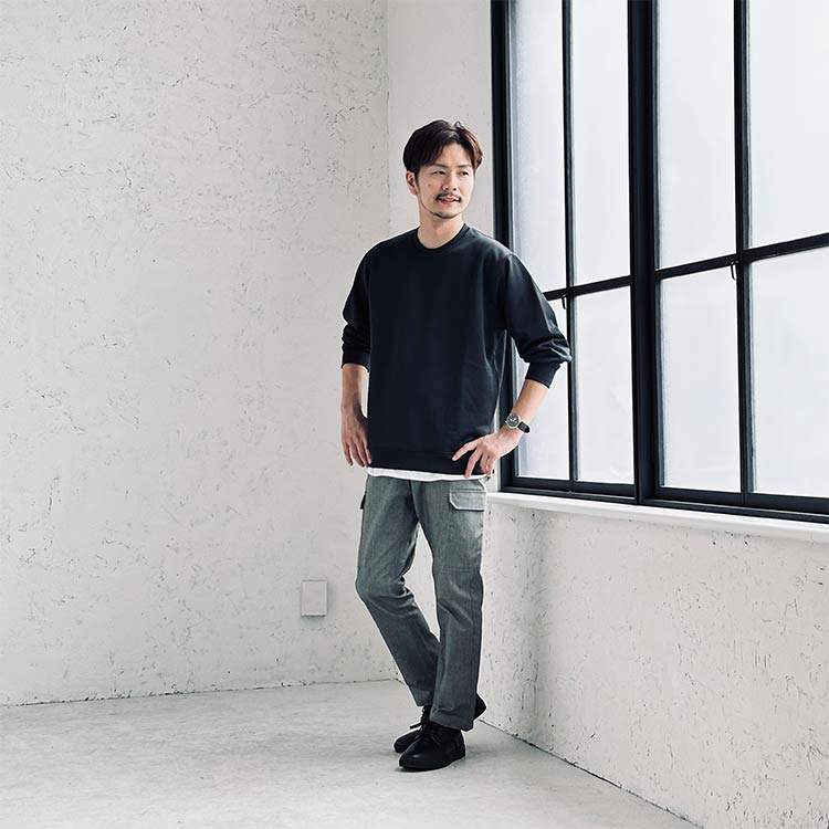 ネイビースウェットを使ったメンズコーデ