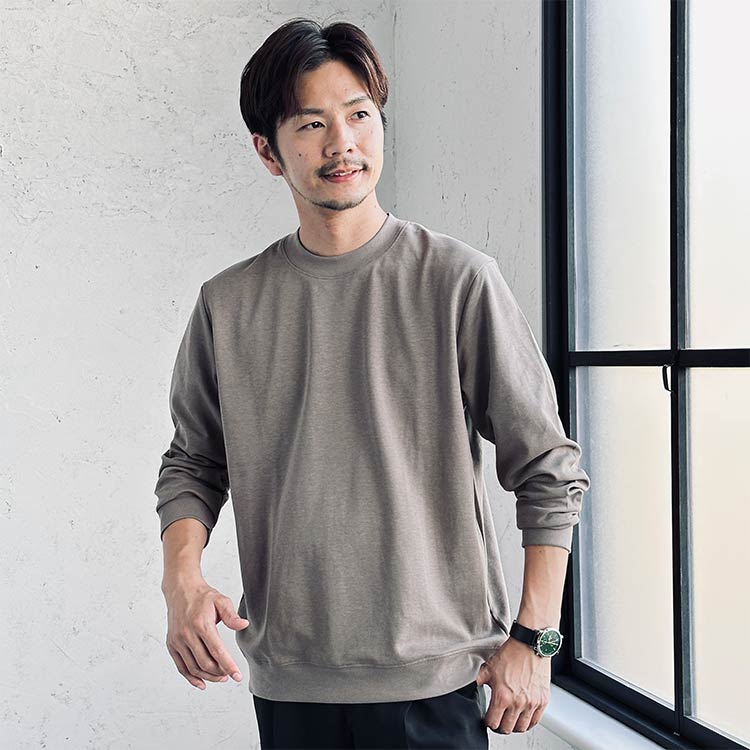 リブ付き長袖Tシャツ