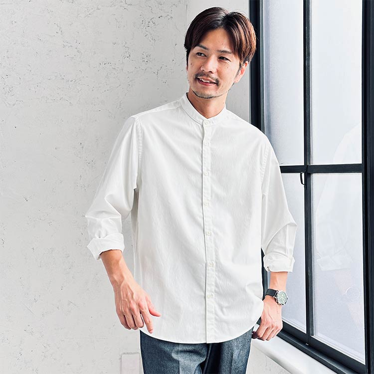 大人のバンドカラーシャツ