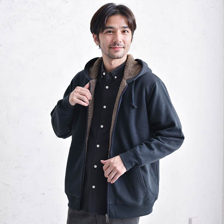 リラクシング フルジップパーカー 裏ボア ワンマイルウェア