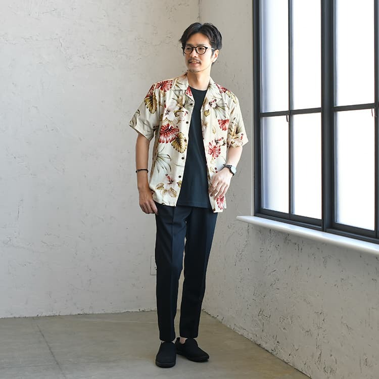 アロハシャツを使ったメンズアメカジコーデ