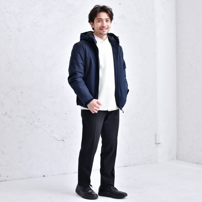 身長に関係なくカッコいい！ネイビー×白の爽やかバランス！