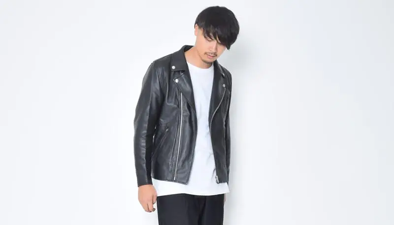 羊革】BEAMS レザー ライダースジャケット 黒 L シープスキン ダブル