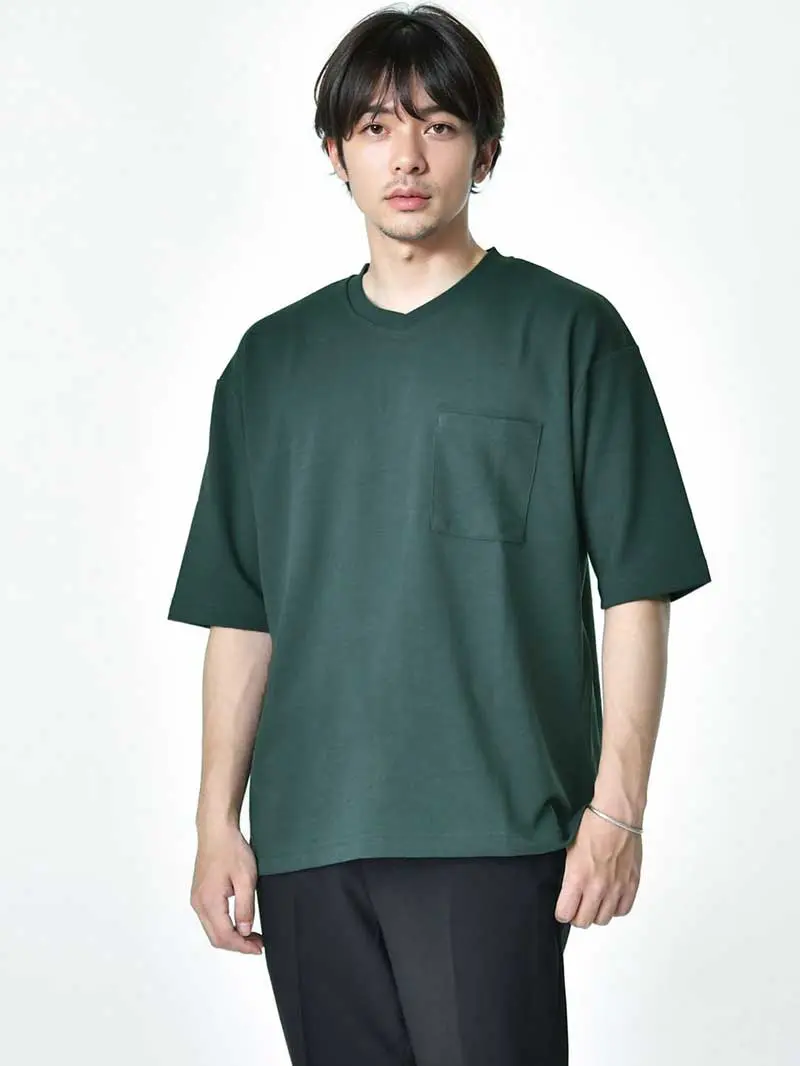メンズ 穿く Tシャツ カットソー フロントライン ワンポイント L ブラック