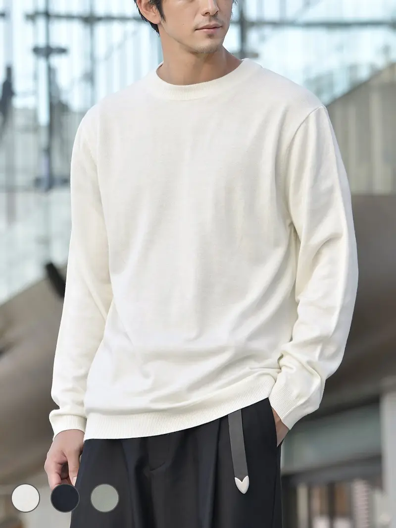 ニットセーター メンズ クールネック 長袖 秋服 カジュアル おしゃれ 暖かい ニット クルーネック セーター カジュアル ニットセーター ニット