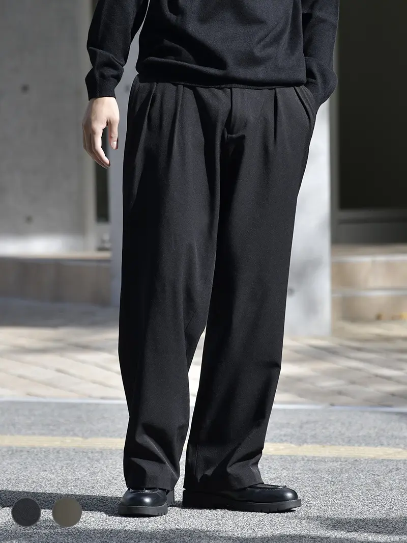 スラックス ワイドパンツ カジュアル ストレートパンツ (T) Wide