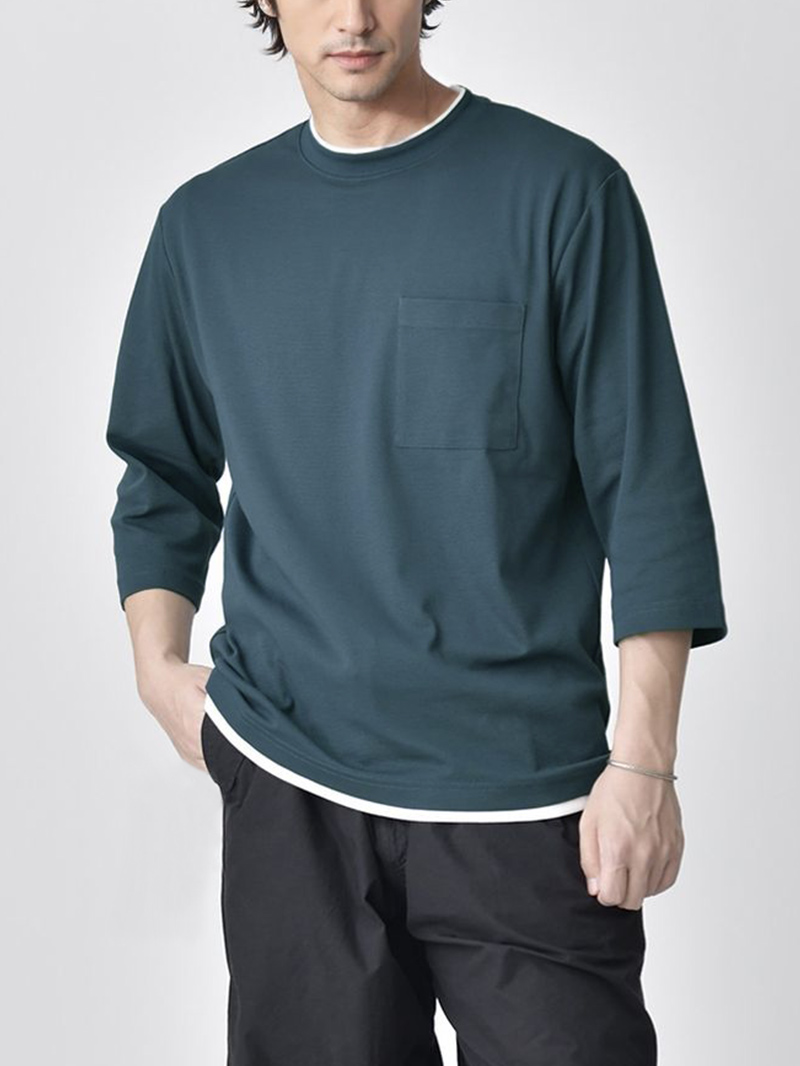 レイヤード7分袖カットソー