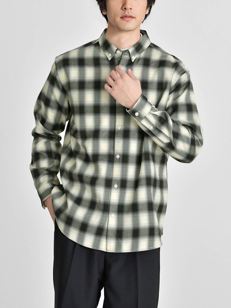 ボタンダウンチェックネルシャツ