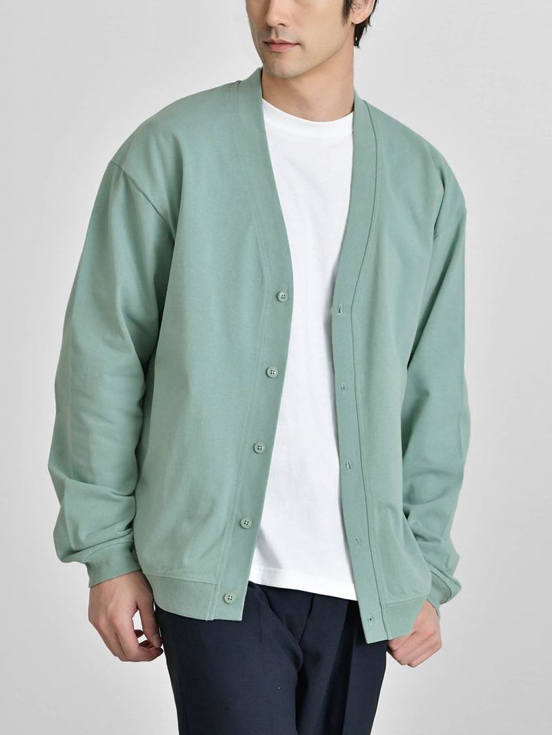 ルーズフィット コットンジャージーカーディガン