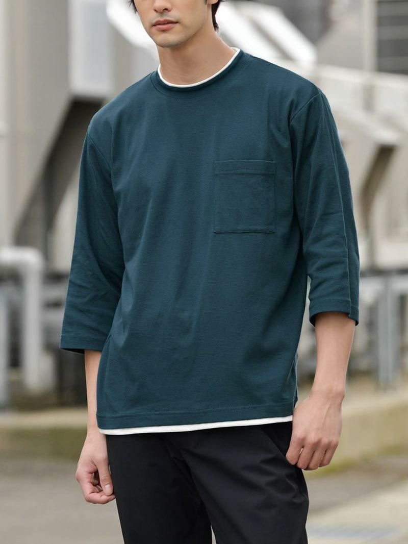 レイヤード7分袖カットソー