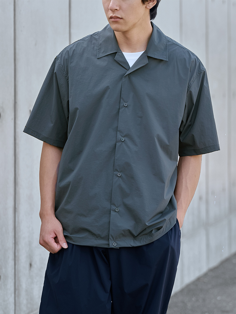 ナイロンストレッチオープンカラーシャツ